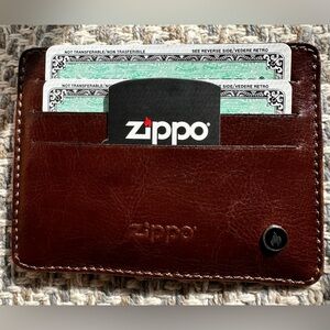 New Zippo Genuine Leather ID Card Case